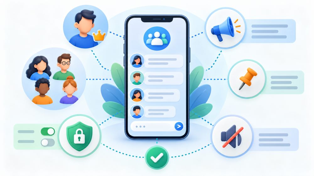 imo群聊管理员与成员权限分工示意图